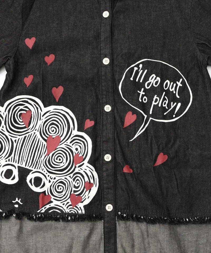 ひょっこりスカラーちゃん柄デニムシャツアウター-16