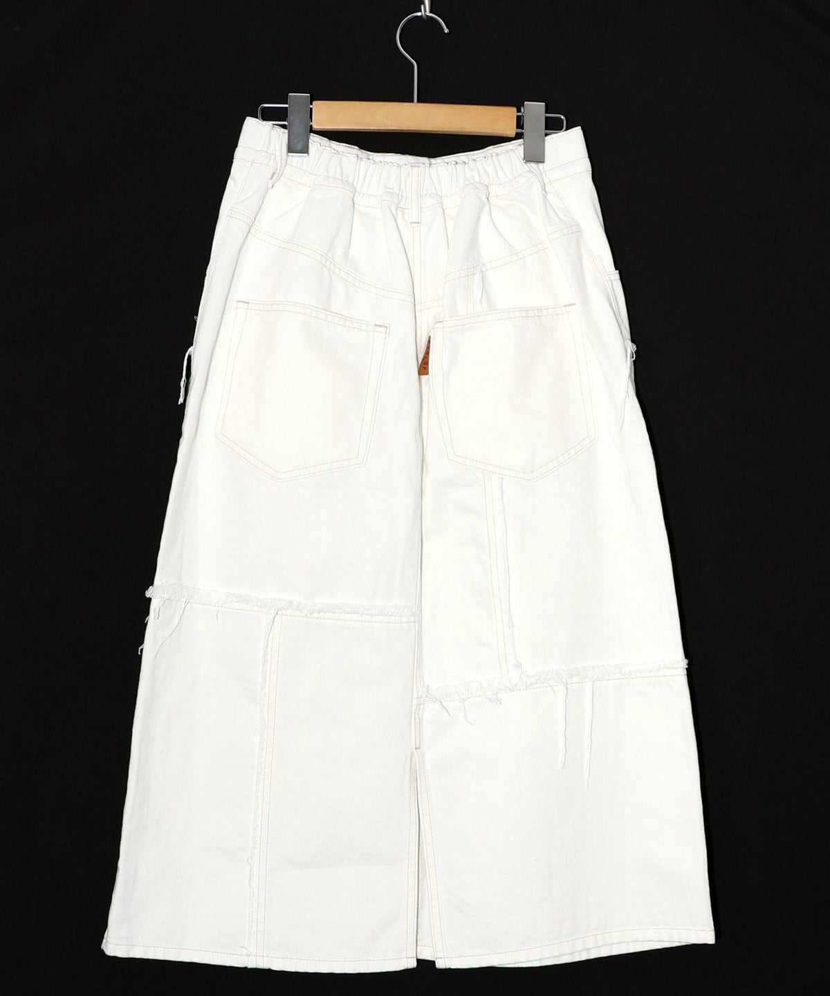 花ネコのアシメフリンジ アップリケデニムスカート-18