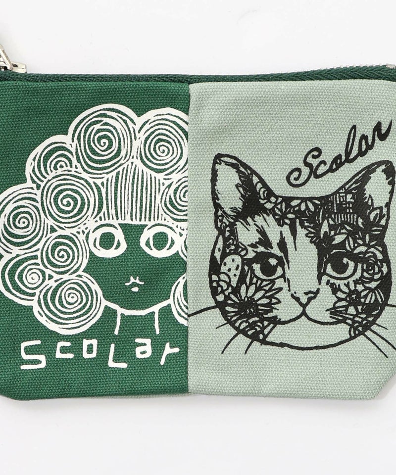スカラーちゃん×ネコ配色フラットポーチ-16