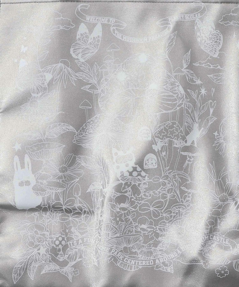 きのこランド柄サイド絞り合皮トートバッグ-7