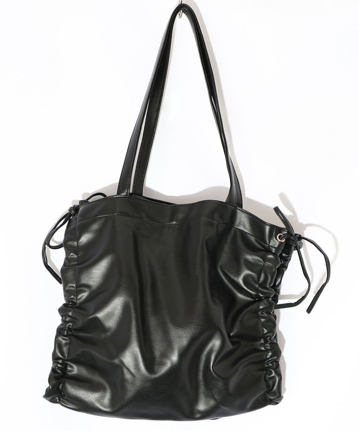 きのこランド柄サイド絞り合皮トートバッグ-11