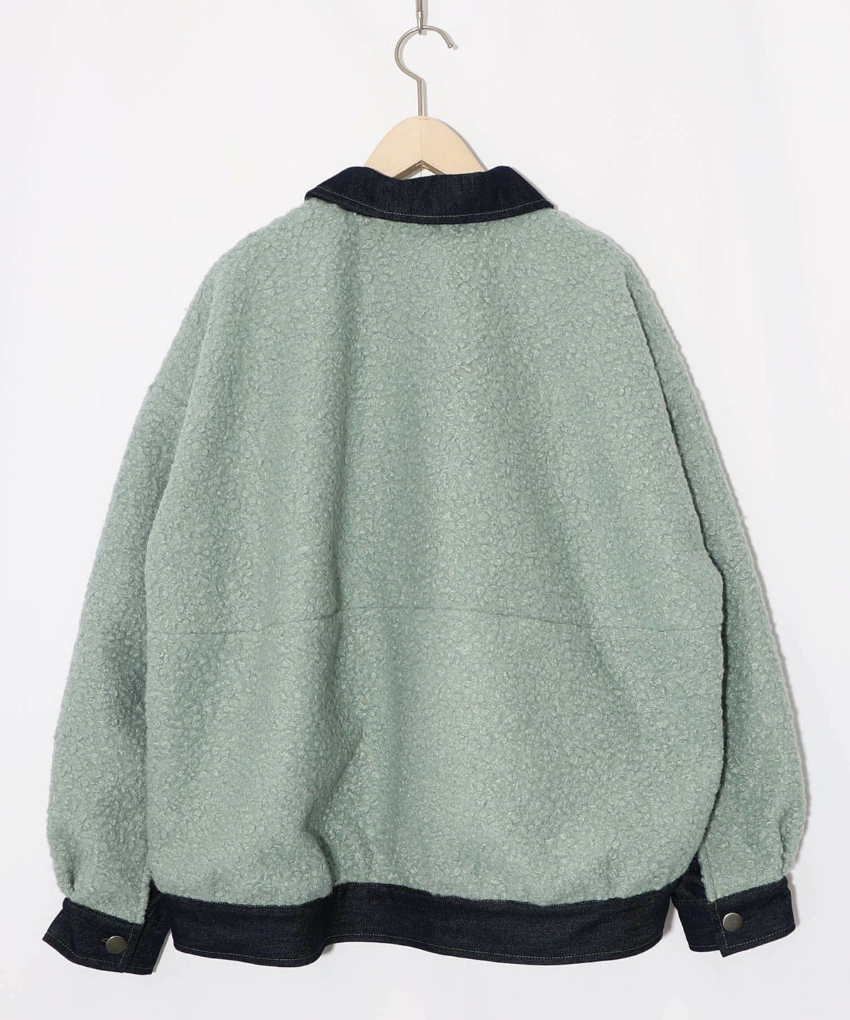 花蝶刺繍デニム×プードルボア 切替ジャケット-16