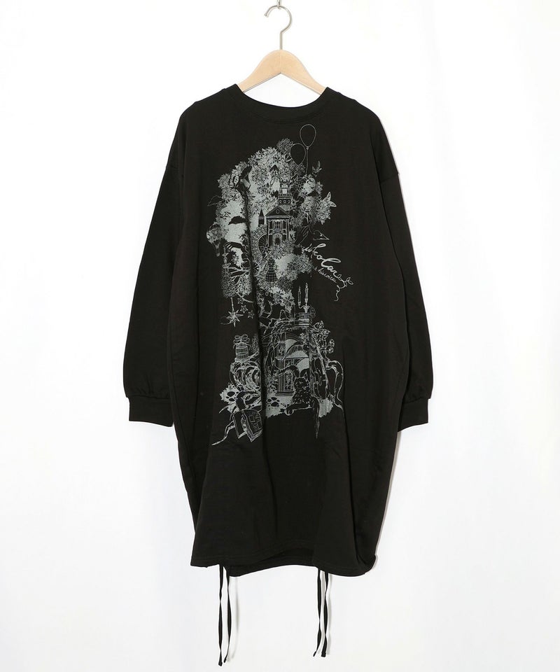 ツリーハウス柄裏毛×裾ドロストワンピース-11