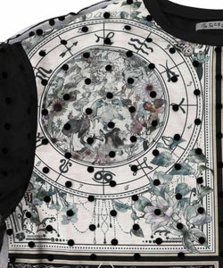 星×タロットコラージュ柄ドットチュールプルオーバー-13