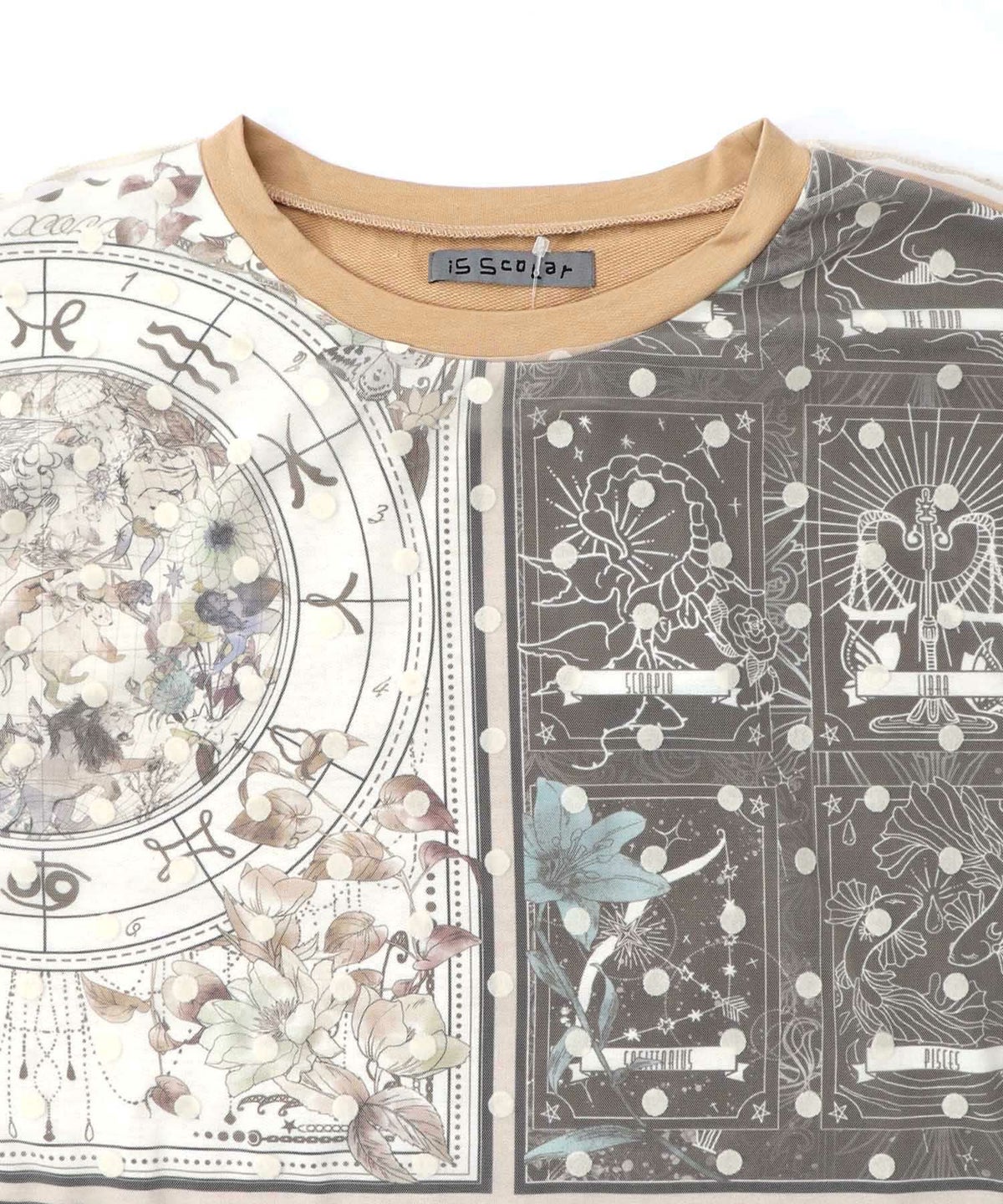 星×タロットコラージュ柄ドットチュールプルオーバー-17