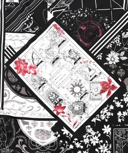 パッチワーク風柄 異素材切替ワンピース-13