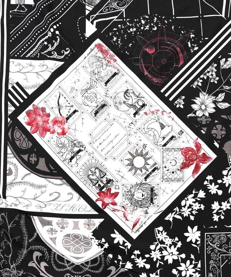 パッチワーク風柄 異素材切替ワンピース-13