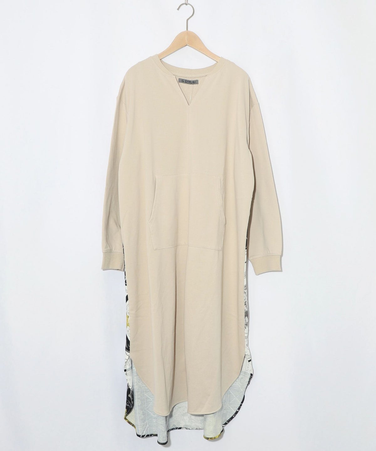 パッチワーク風柄 異素材切替ワンピース-14