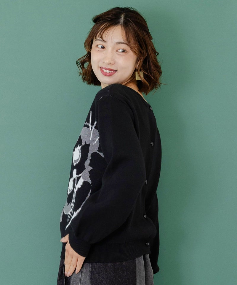 ひょっこり黒ネコ×フリル付き 4WAYプルオーバー-13