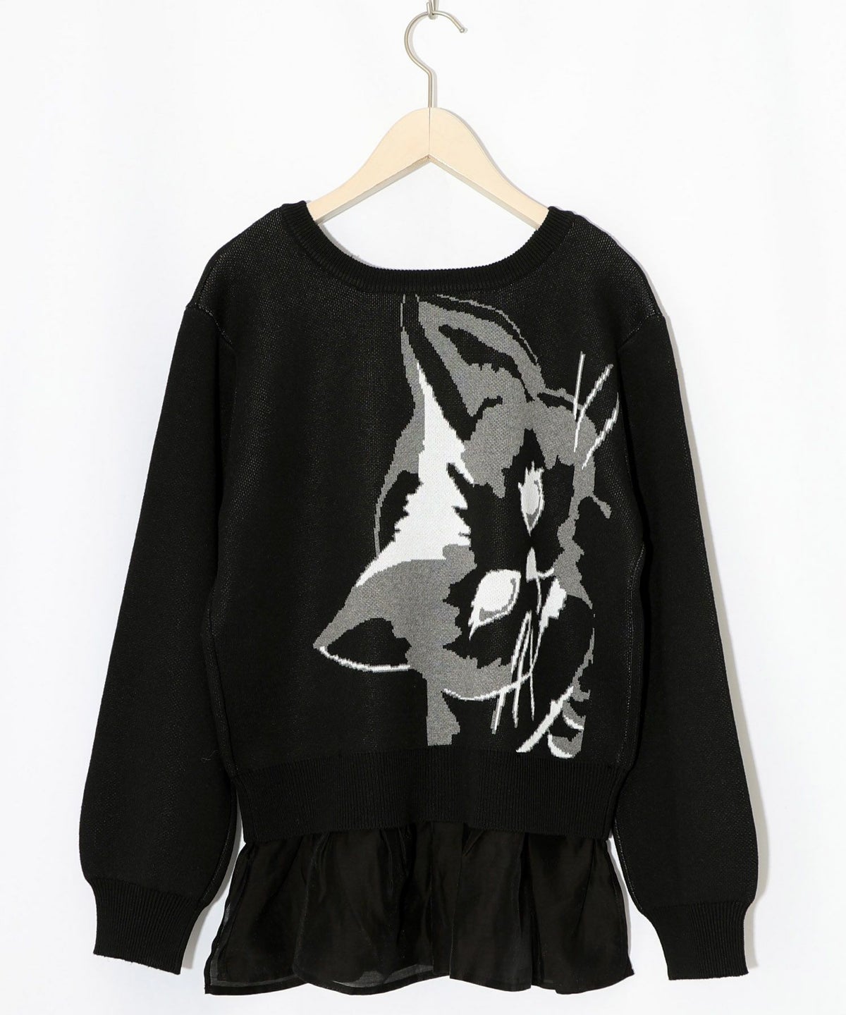 ひょっこり黒ネコ×フリル付き 4WAYプルオーバー-17