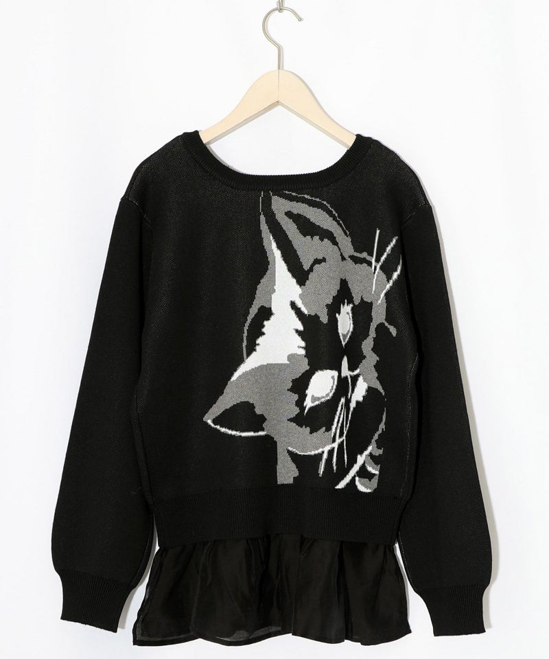 ひょっこり黒ネコ×フリル付き 4WAYプルオーバー-17