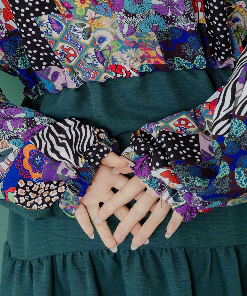 総柄ワッシャーティアードシャツワンピース-9