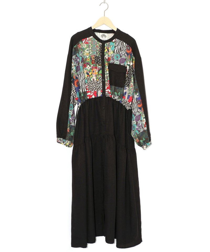 総柄ワッシャーティアードシャツワンピース-10