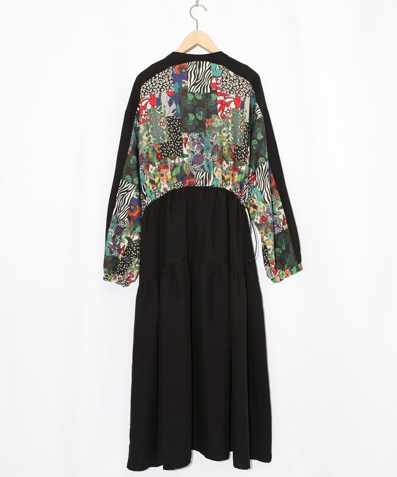 総柄ワッシャーティアードシャツワンピース-11