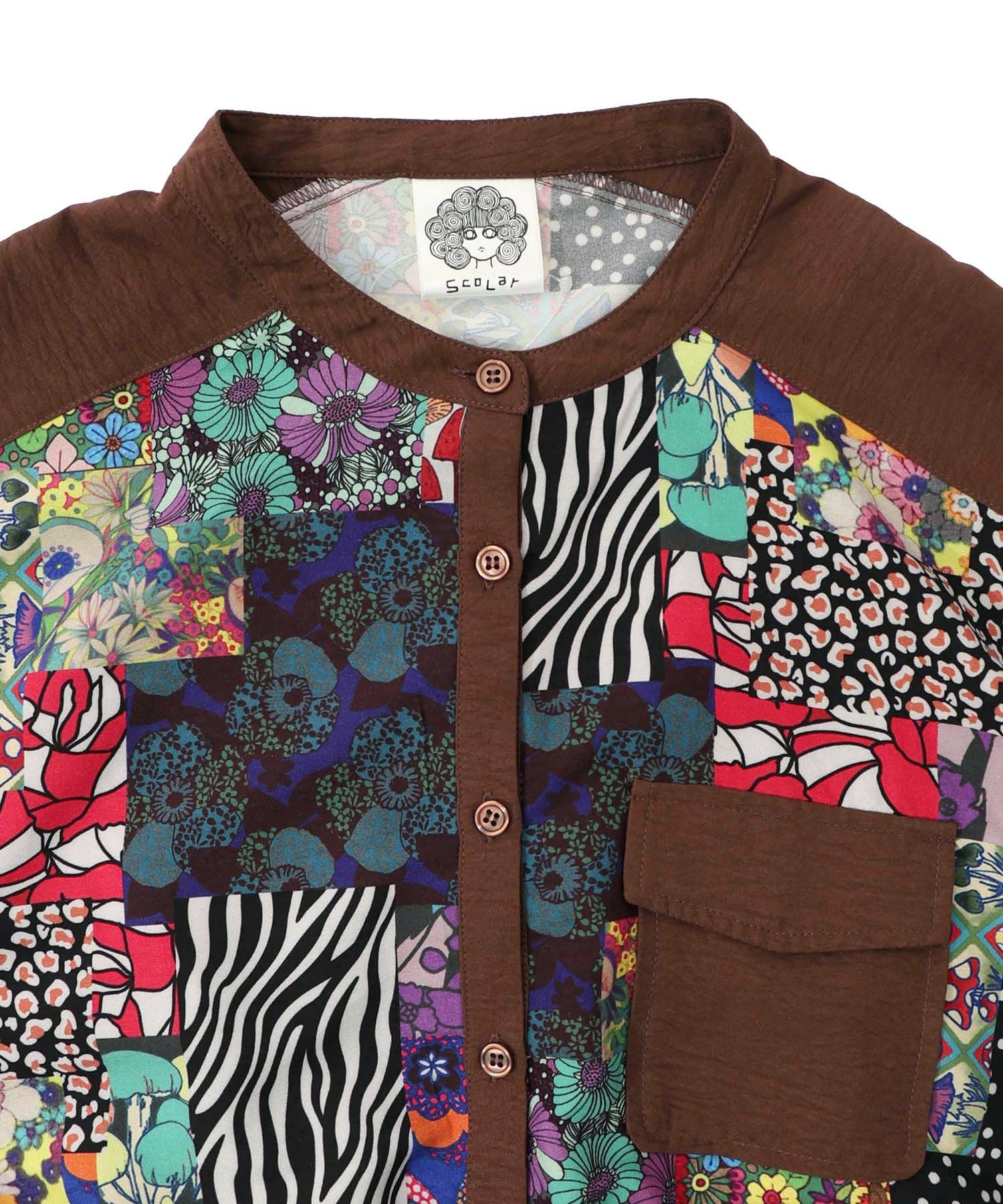 153679：総柄ワッシャーティアードシャツワンピースの通販-ScoLar