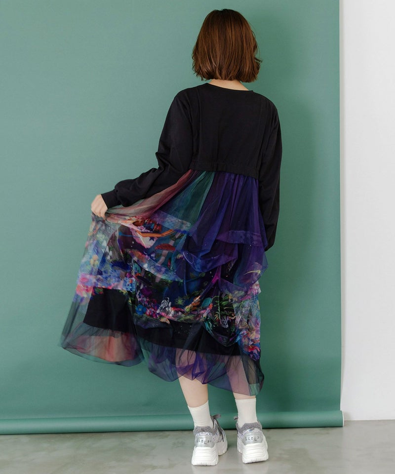 2柄展開タック入りチュールバルーンスカート-5