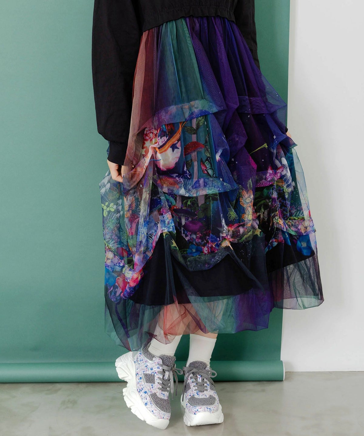 2柄展開タック入りチュールバルーンスカート-8