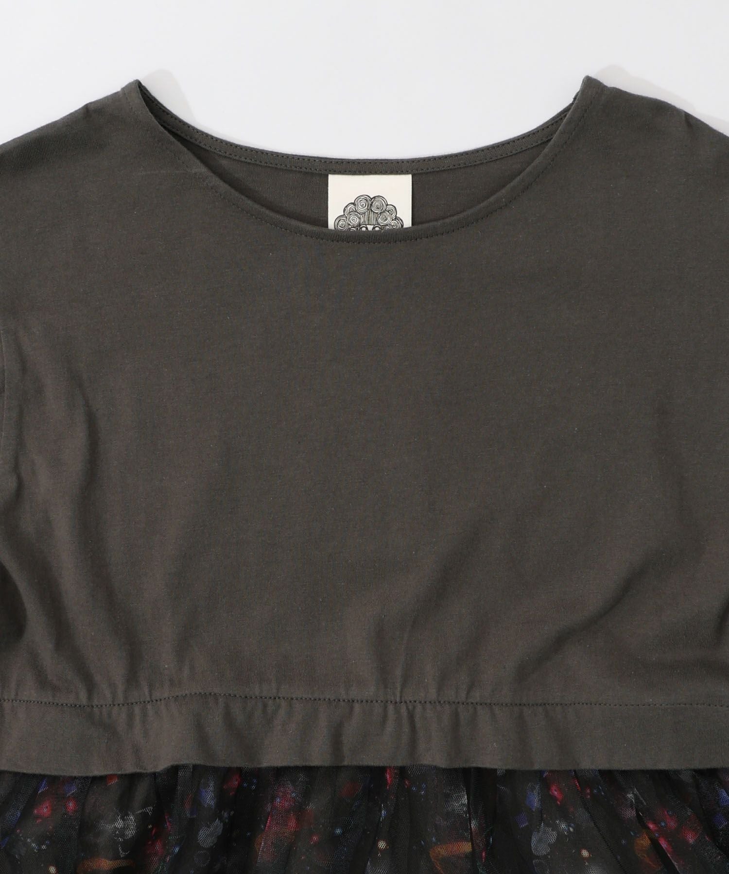 153678：2柄展開タック入りチュールバルーンワンピースの通販-ScoLar