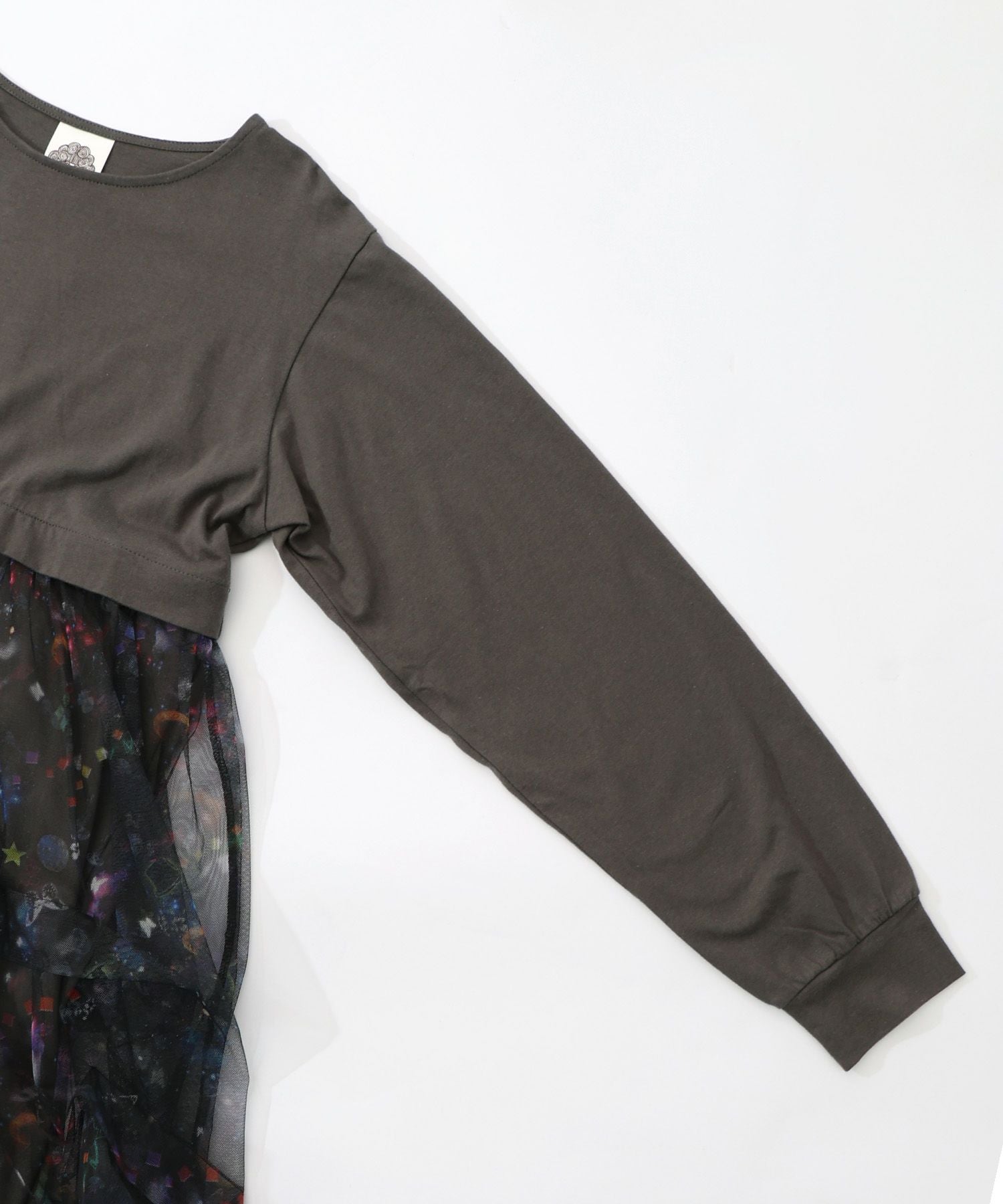 153678：2柄展開タック入りチュールバルーンワンピースの通販-ScoLar