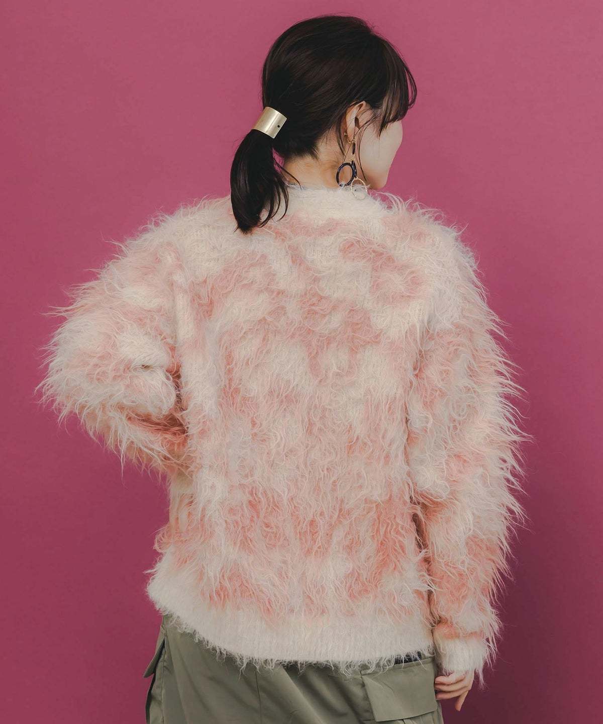 マーブル模様シャギーニットカーディガン-5