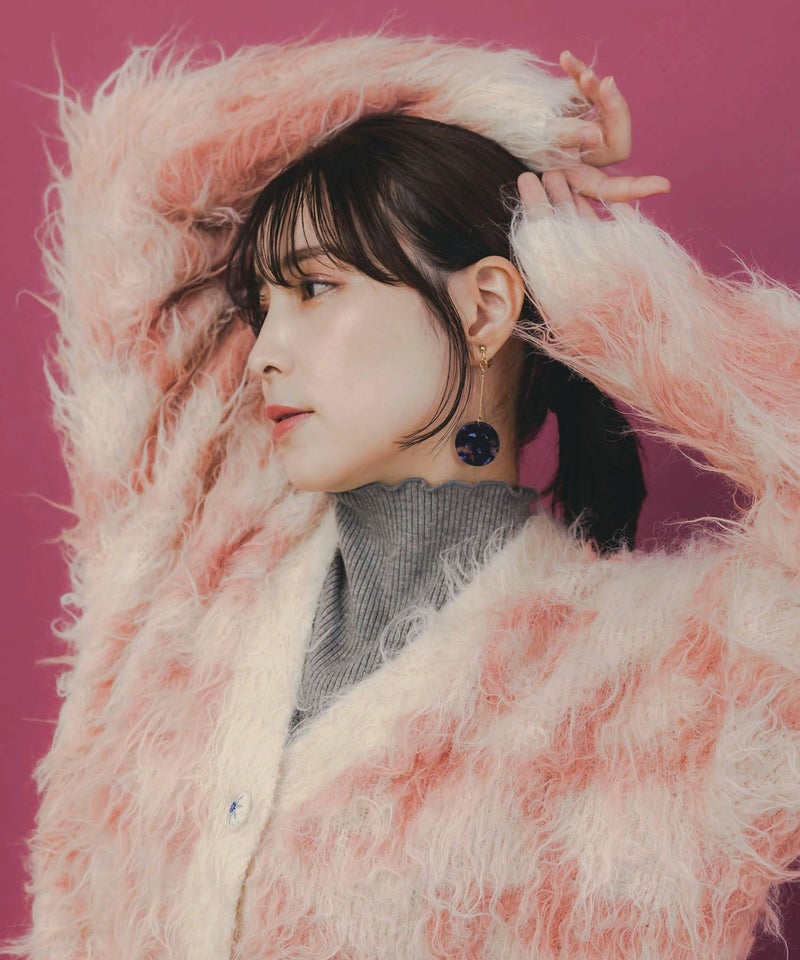 マーブル模様シャギーニットカーディガン-6