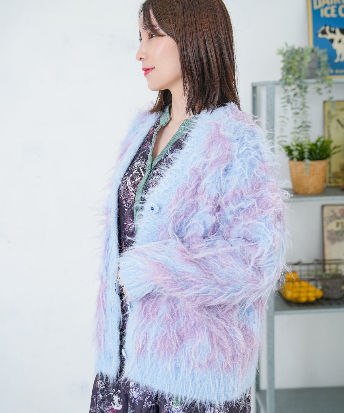 マーブル模様シャギーニットカーディガン-10