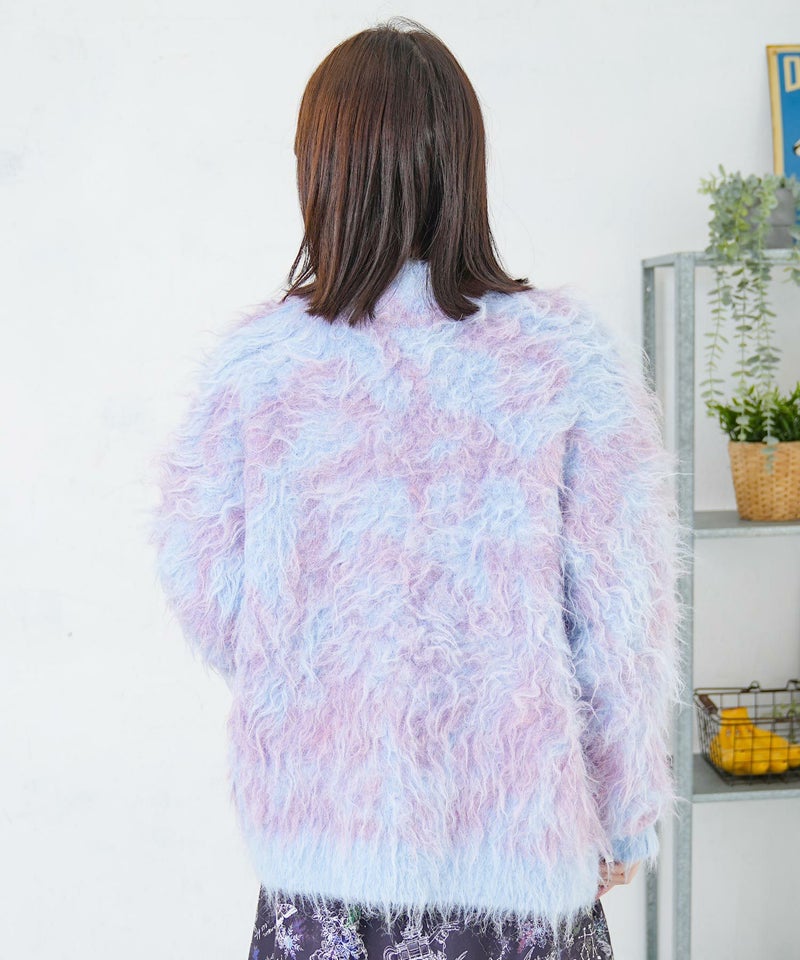 マーブル模様シャギーニットカーディガン-13