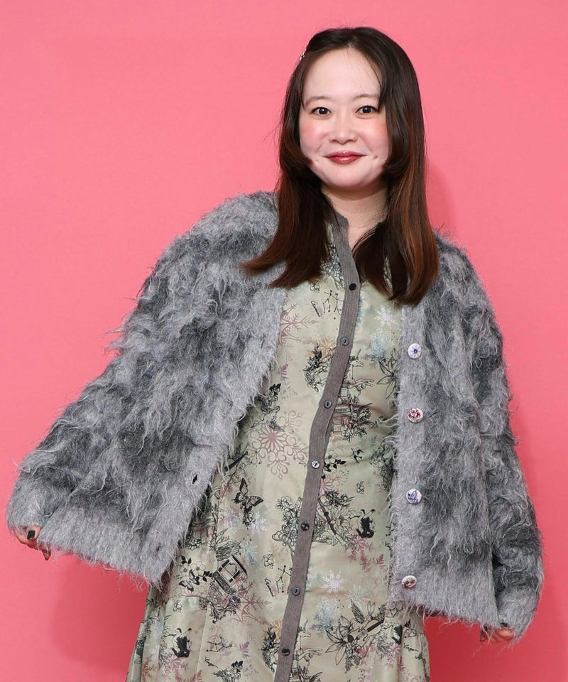 マーブル模様シャギーニットカーディガン-22