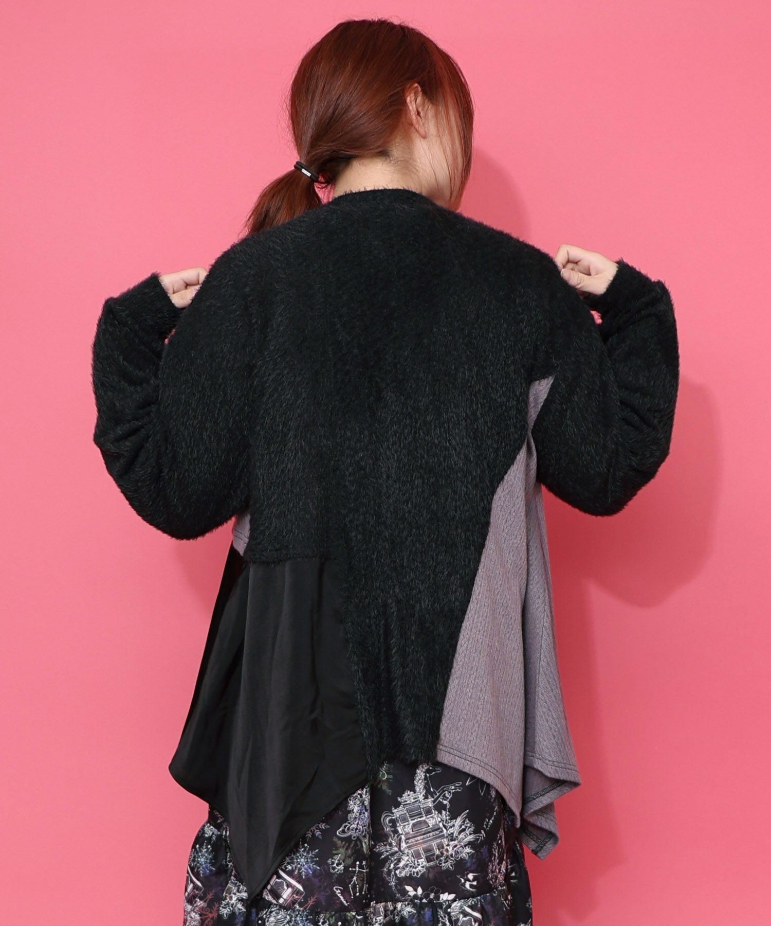 553266：3素材ミックス花×蝶刺繍カーディガンの通販-ScoLar