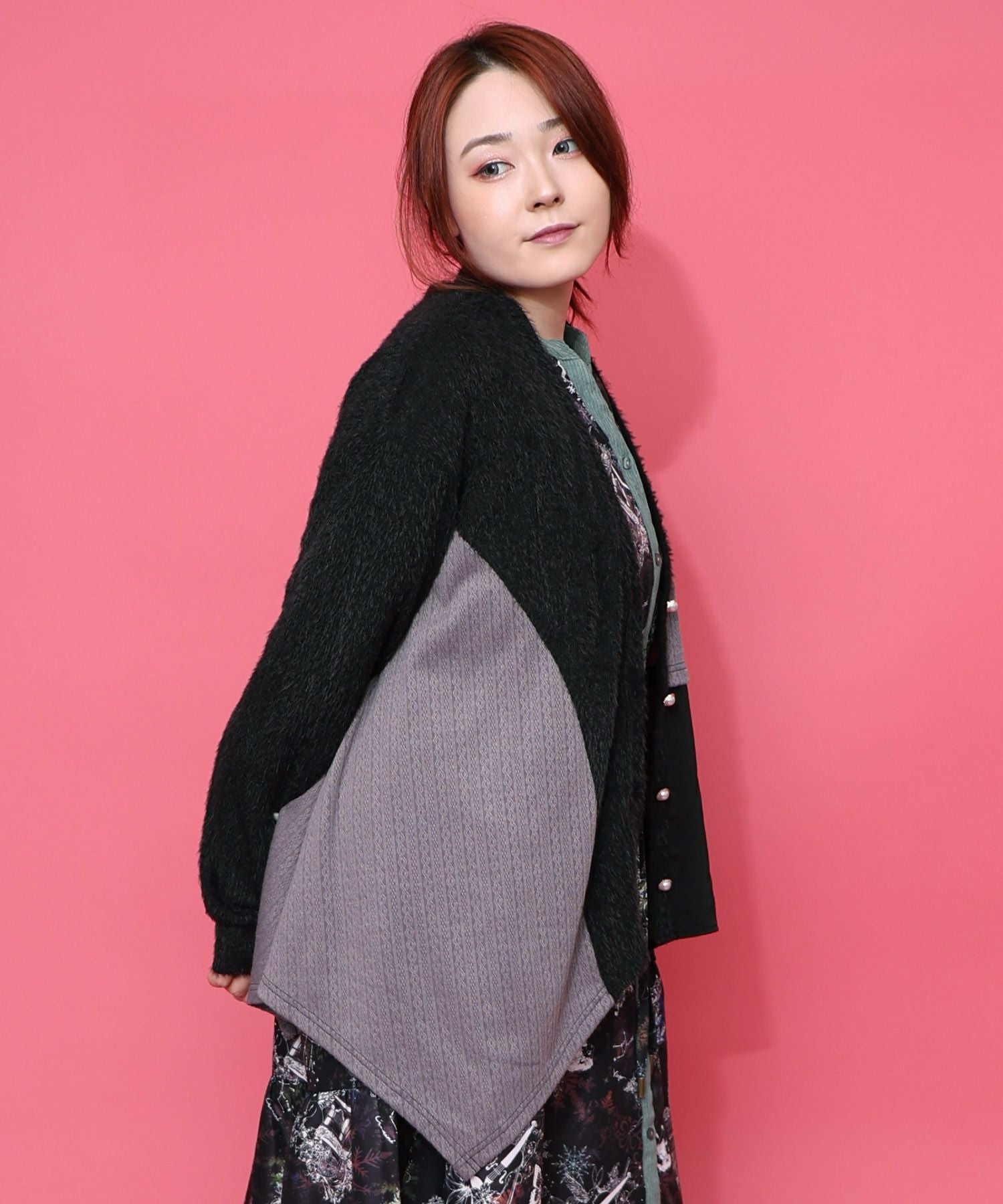 553266：3素材ミックス花×蝶刺繍カーディガンの通販-ScoLar