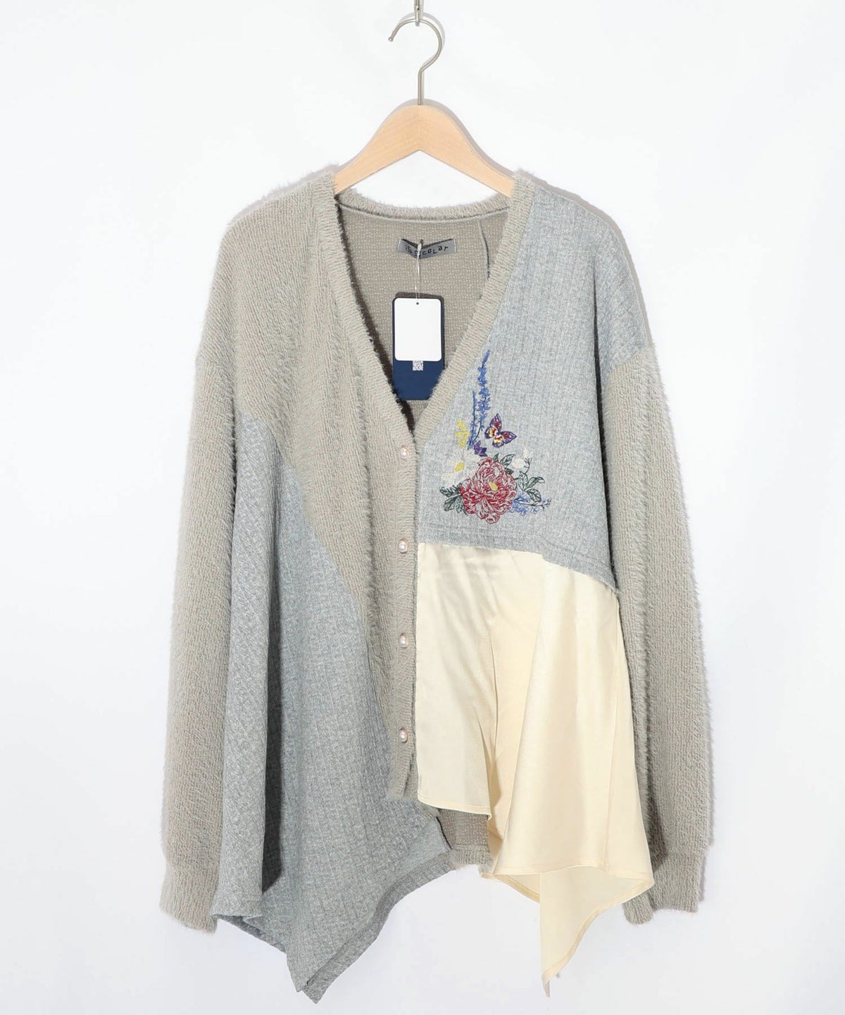 3素材ミックス花×蝶刺繍カーディガン-8