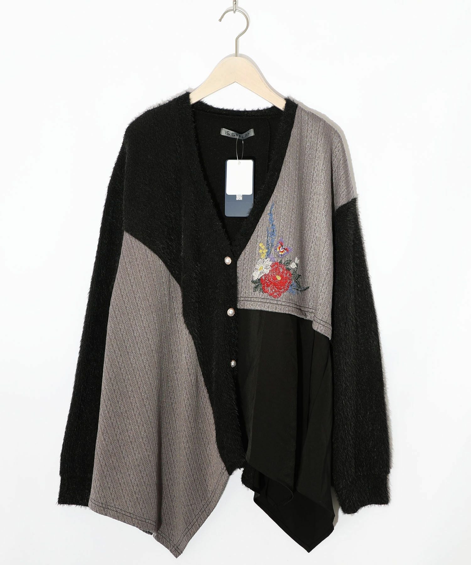 553266：3素材ミックス花×蝶刺繍カーディガンの通販-ScoLar