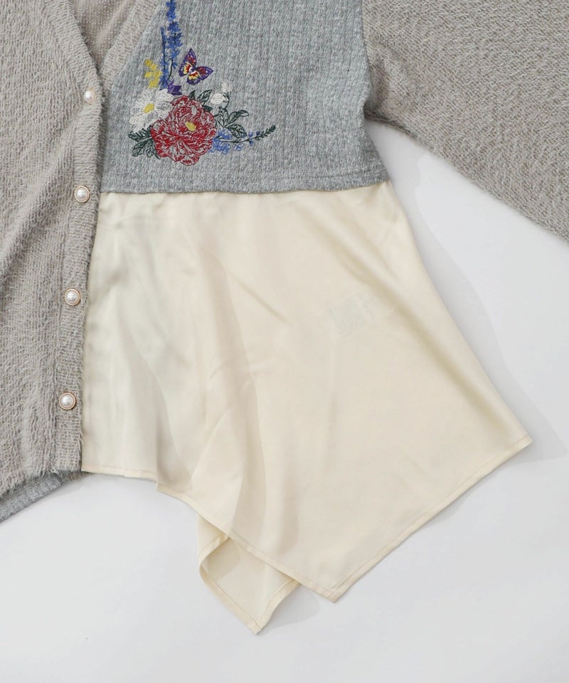 3素材ミックス花×蝶刺繍カーディガン-15