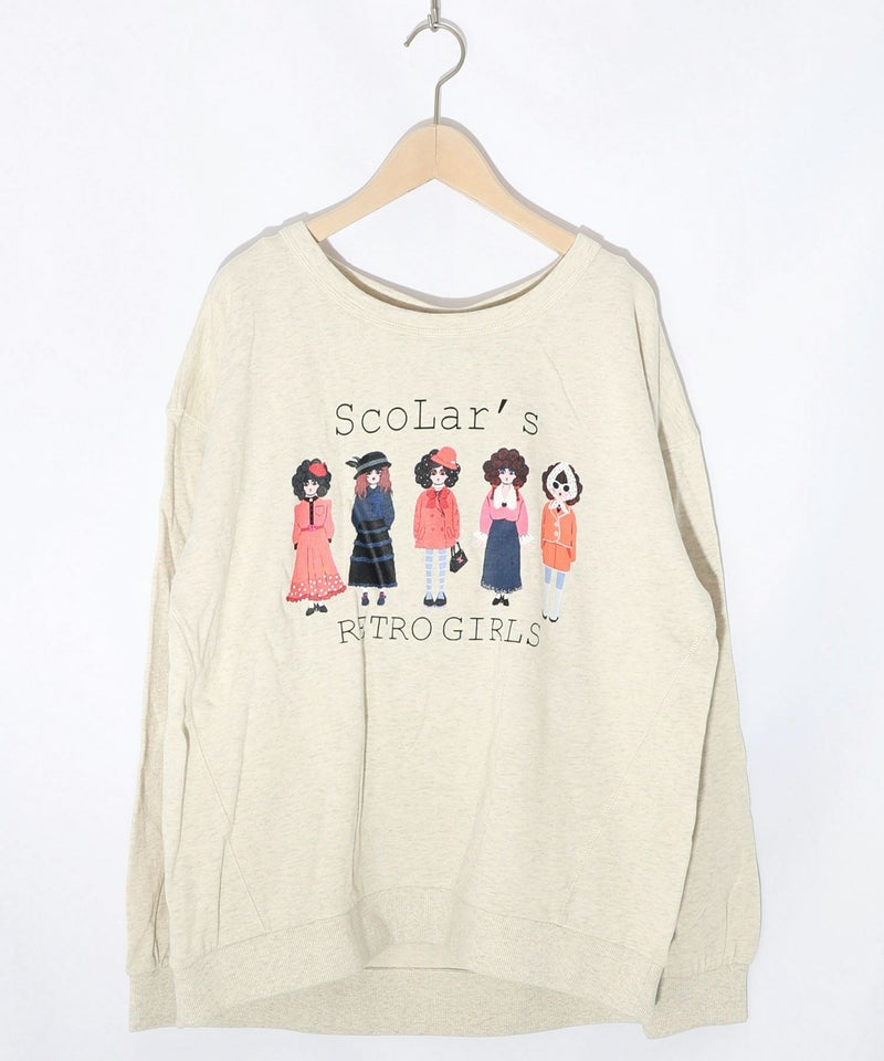 アームウォーマー付き レトロ柄裏毛プルオーバー-14