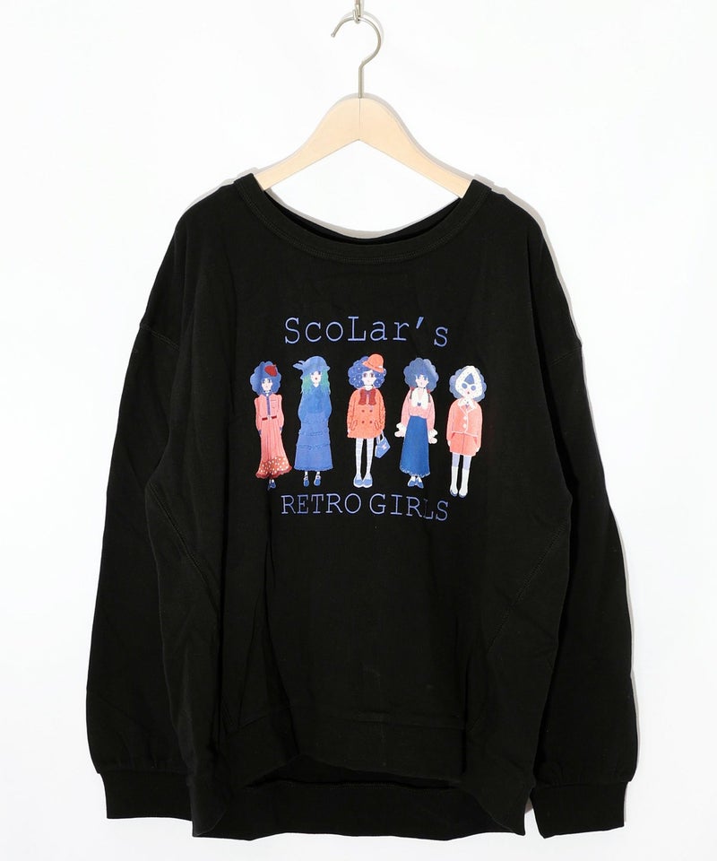 アームウォーマー付き レトロ柄裏毛プルオーバー-18