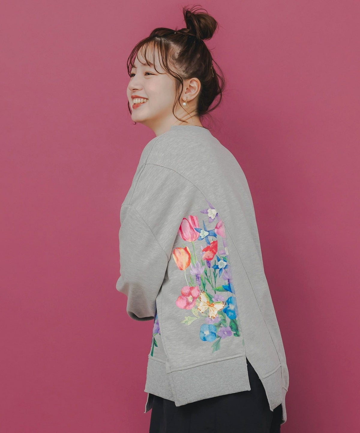 ミニ裏毛×起毛レースリメイク風アシメプルオーバー-4