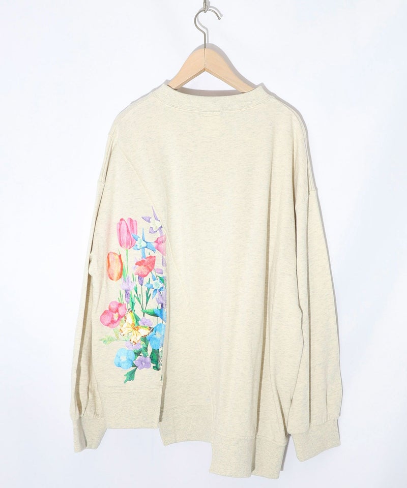 ミニ裏毛×起毛レースリメイク風アシメプルオーバー-9