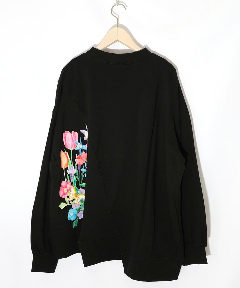 ミニ裏毛×起毛レースリメイク風アシメプルオーバー-15