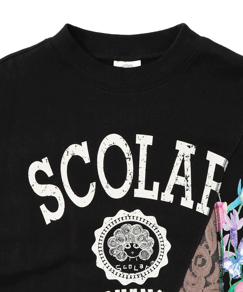 ミニ裏毛×起毛レースリメイク風アシメプルオーバー-17