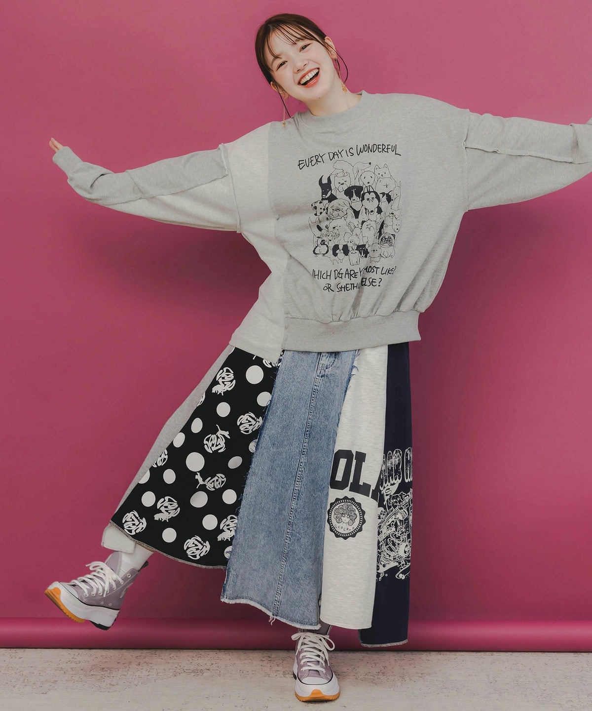 毎日がわんダフル柄アシメプルオーバー-2