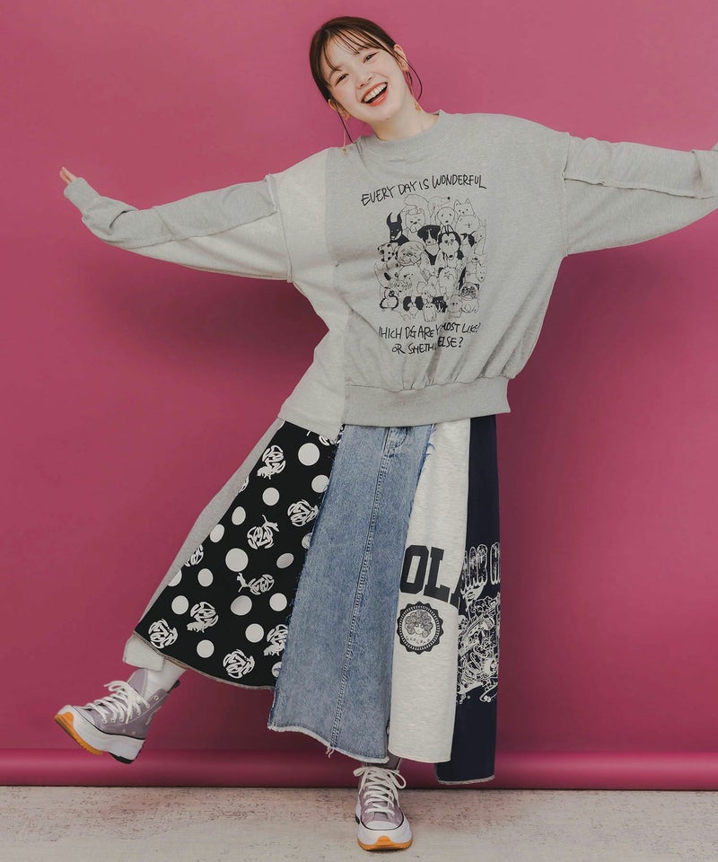 毎日がわんダフル柄アシメプルオーバー-2