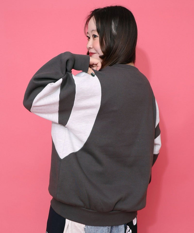 花×宇宙×アート バイカラー裏毛プルオーバー-12