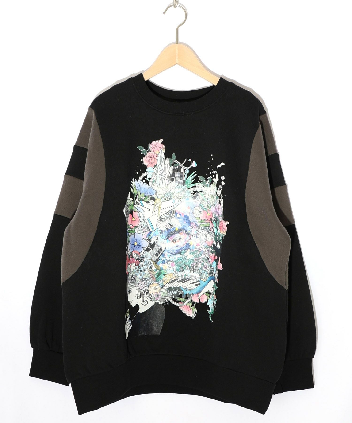 153740：花×宇宙×アート バイカラー裏起毛プルオーバーの通販-ScoLar