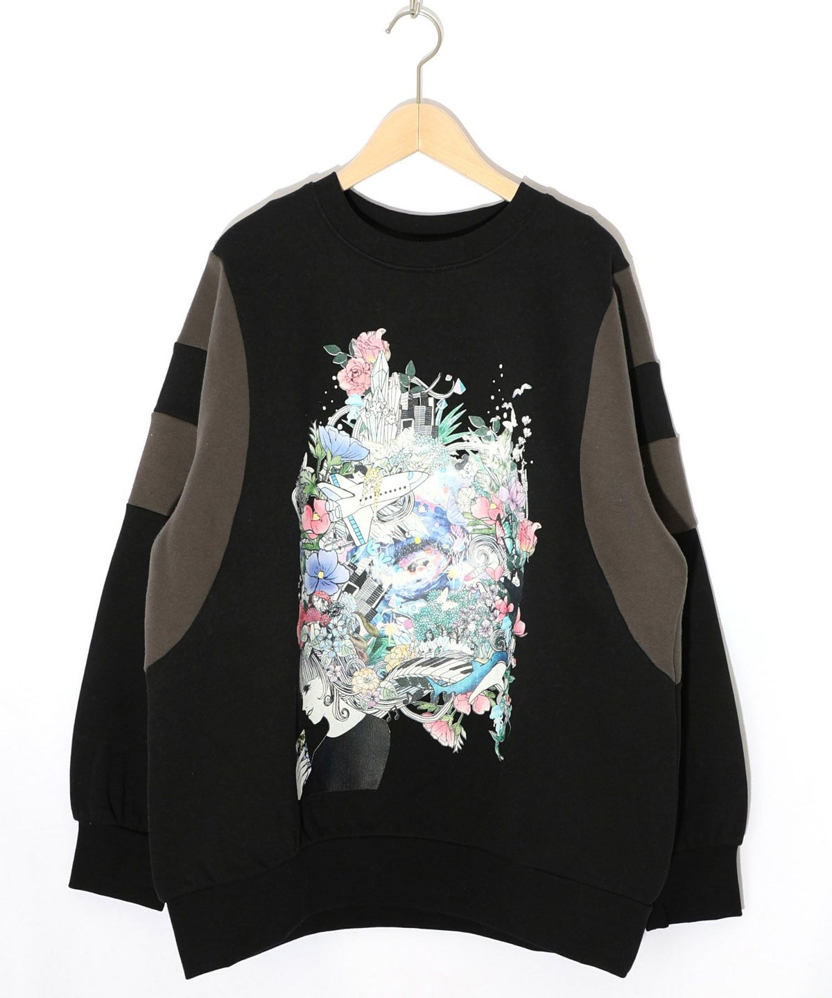 花×宇宙×アート バイカラー裏起毛プルオーバー-19