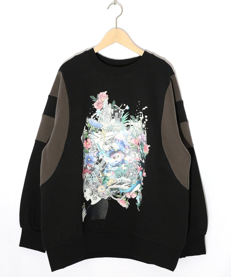 花×宇宙×アート バイカラー裏起毛プルオーバー-19