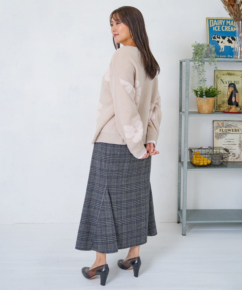 2WAYお花サガラ刺繍ジャガードニットカーディガン-4