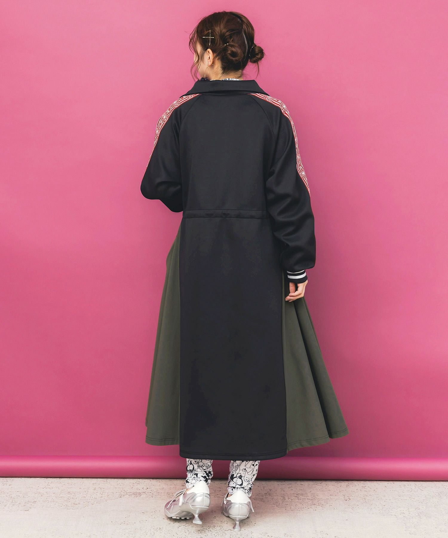 153731：バイカラー異素材 切替ジャージワンピースの通販-ScoLar