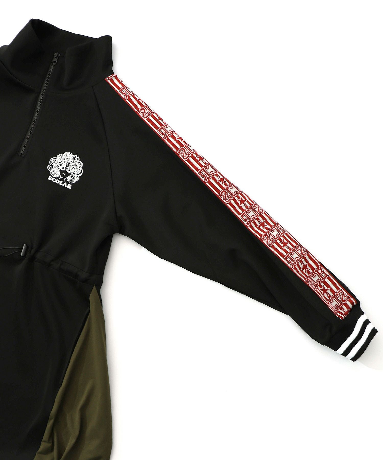 153731：バイカラー異素材 切替ジャージワンピースの通販-ScoLar