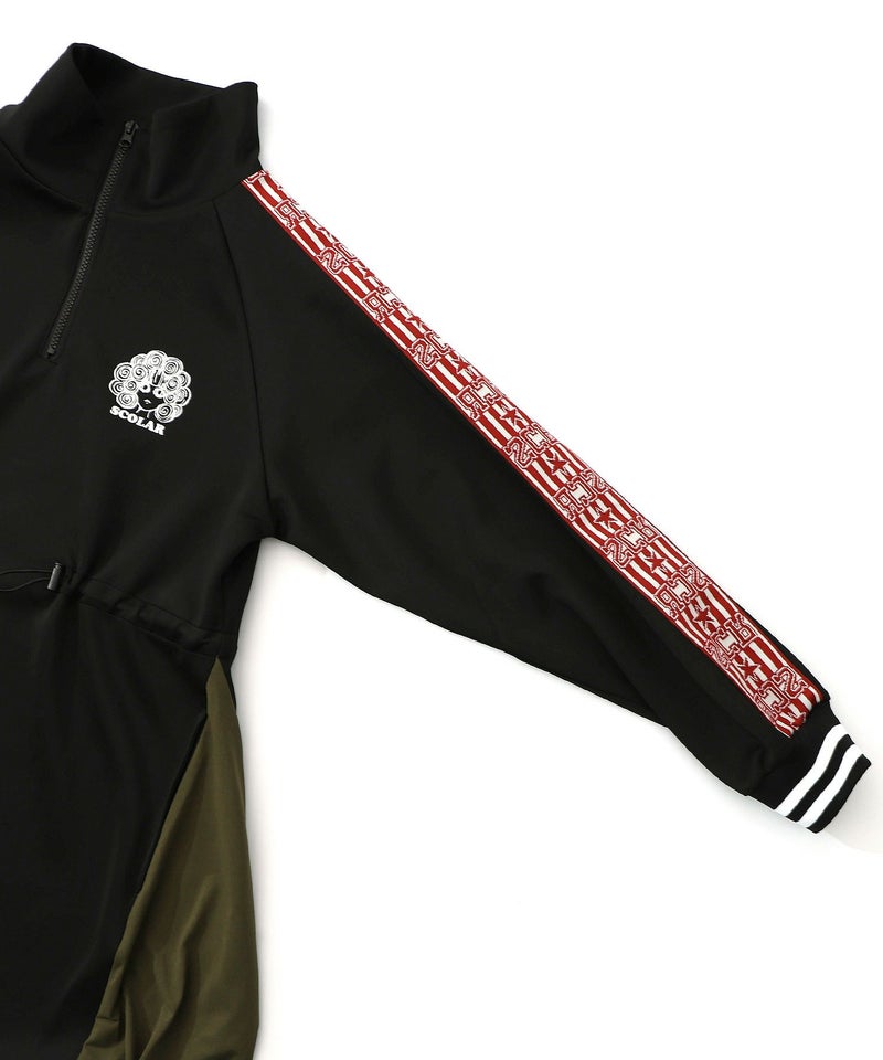 バイカラー異素材 切替ジャージワンピース-14