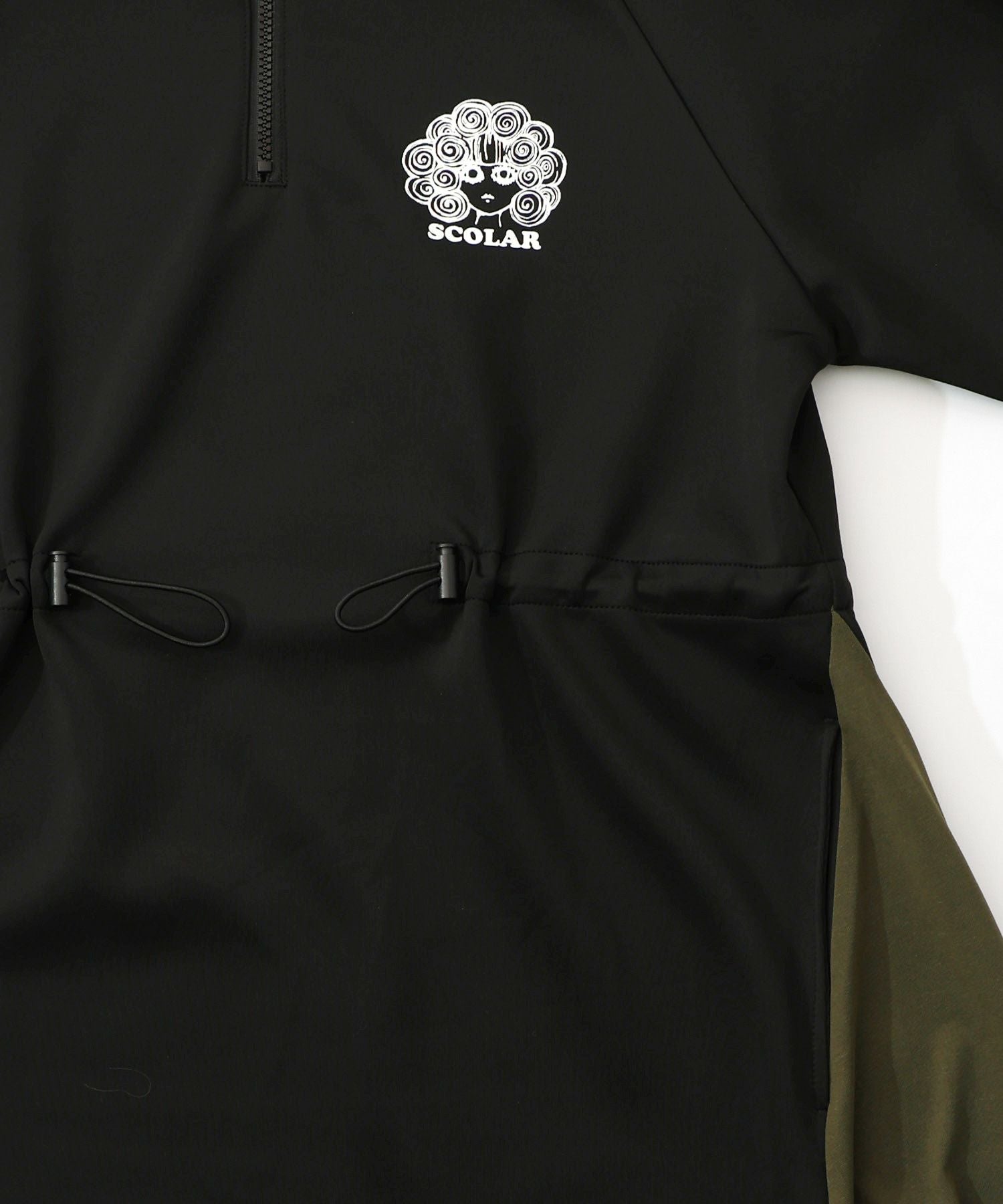 153731：バイカラー異素材 切替ジャージワンピースの通販-ScoLar